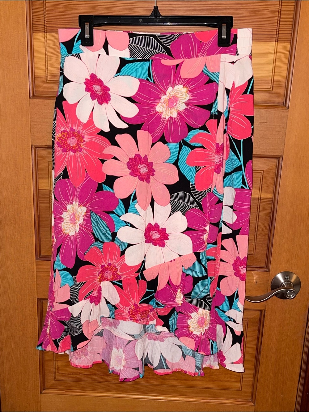La Blanca High-Low Floral Skirt in Pink, Coral & Teal - EUC - Medium
